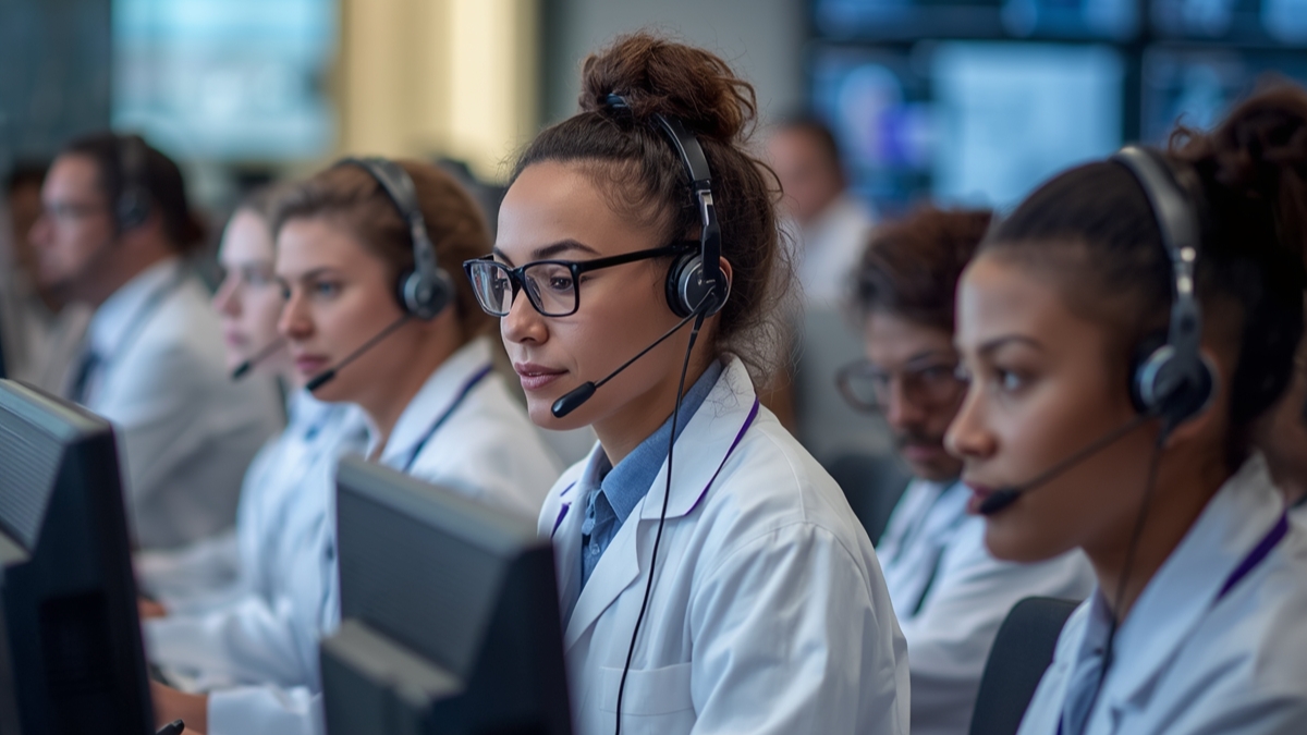 Healthcare call center agent assisting patients through omnichannel communication to improve patient engagement, care coordination, appointment scheduling, and healthcare support services.